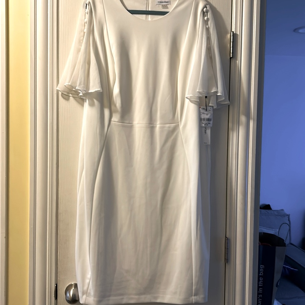 Calvin Klein White bell sleeve dress